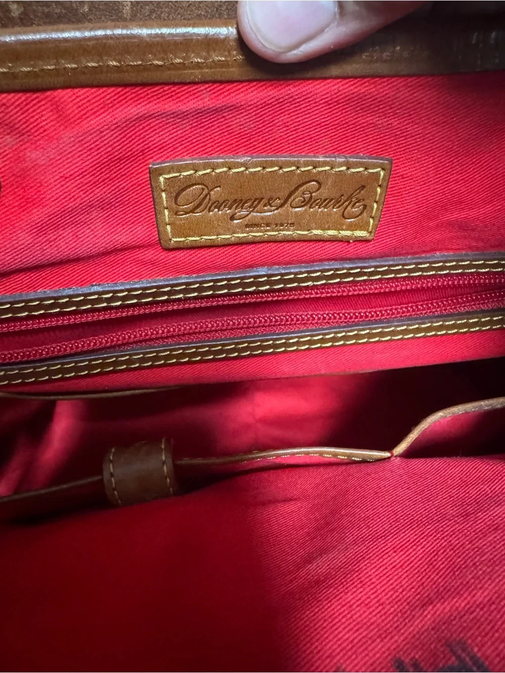 Dooney & Bourke Cream Satchel with Tan Leather Trim - Picture 12 of 15